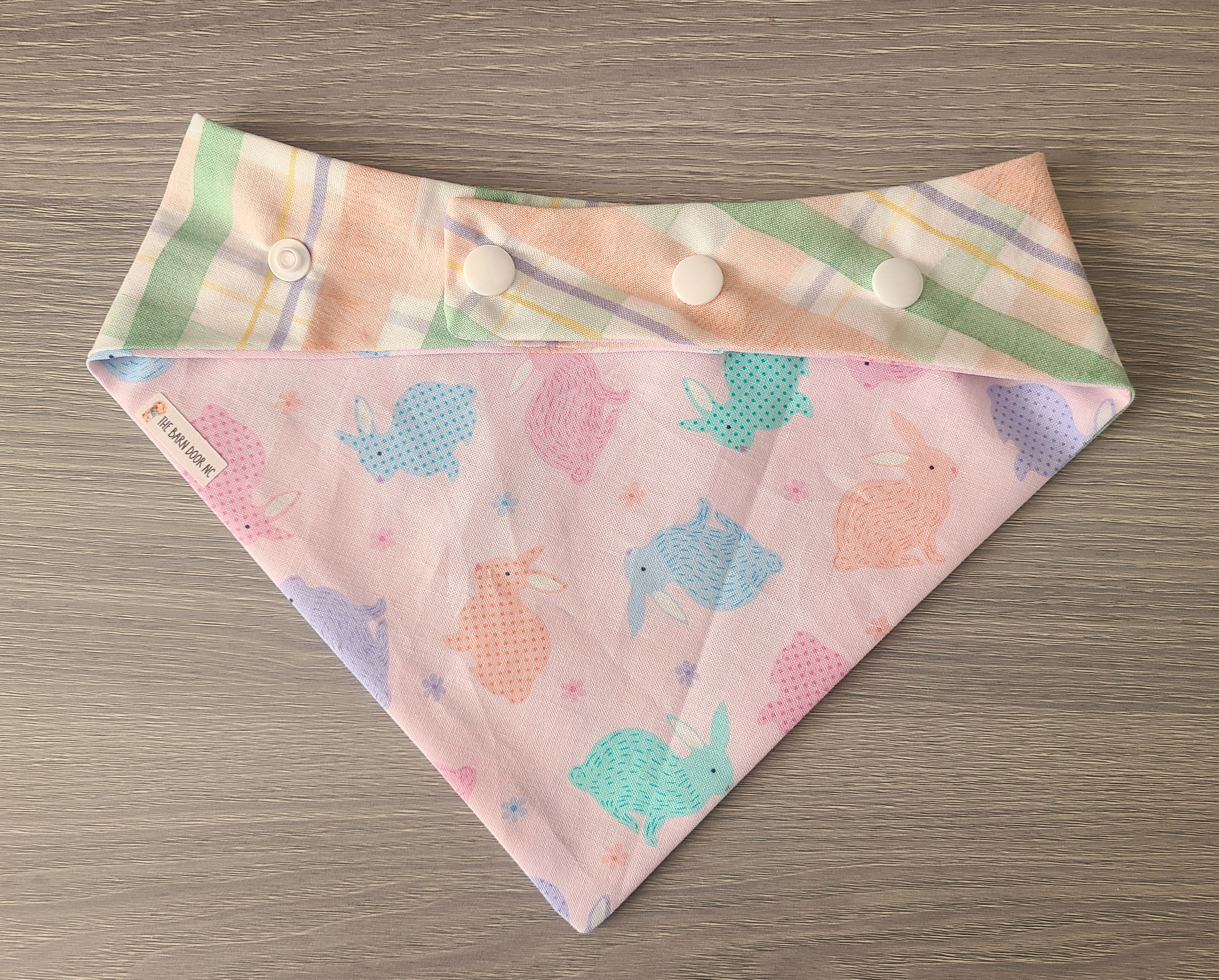 Easter Bunnies/Spring Plaid - reversible dog bandana
