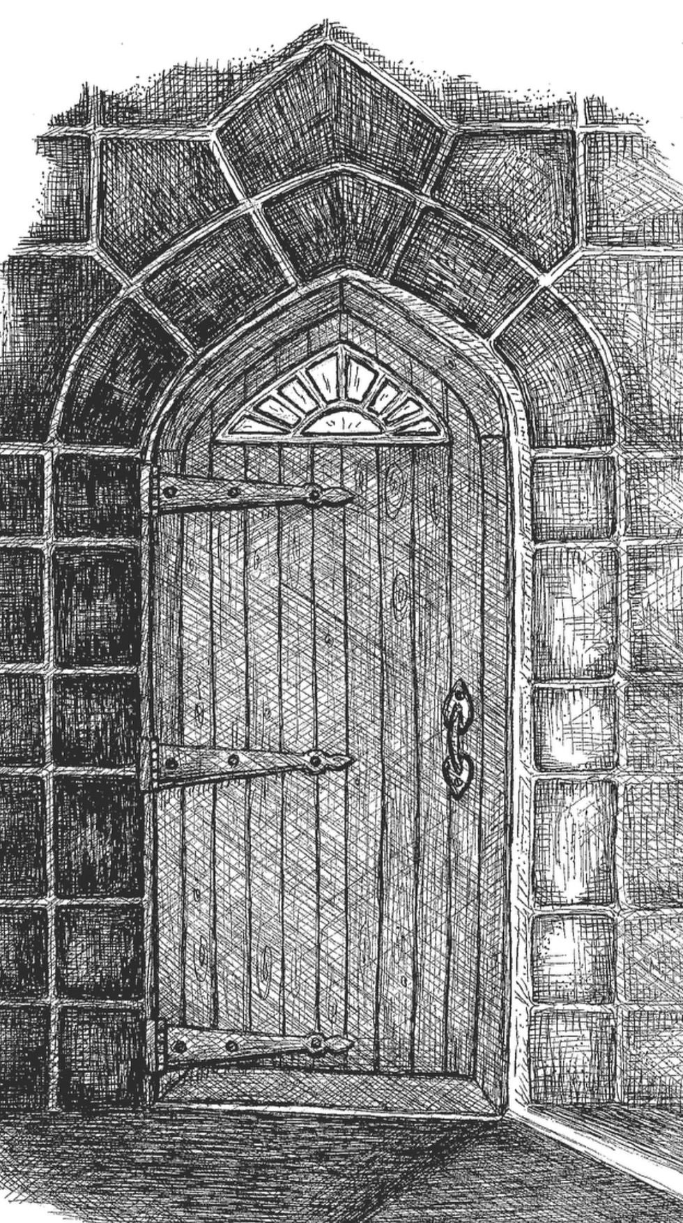 The wooden door