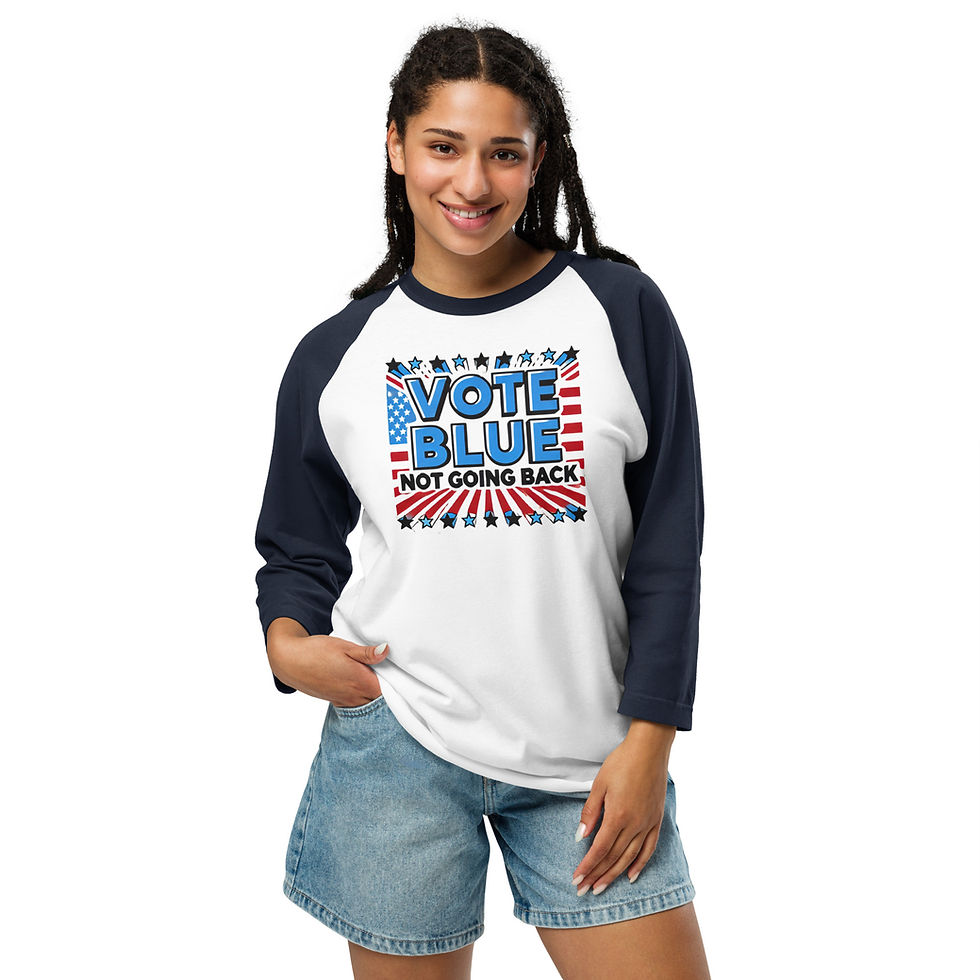 Thumbnail: Patriotic "Vote Blue - 3/4 sleeve raglan shirt