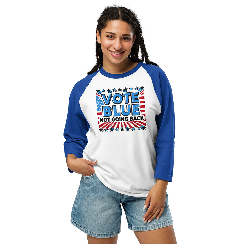 Thumbnail: Patriotic "Vote Blue - 3/4 sleeve raglan shirt