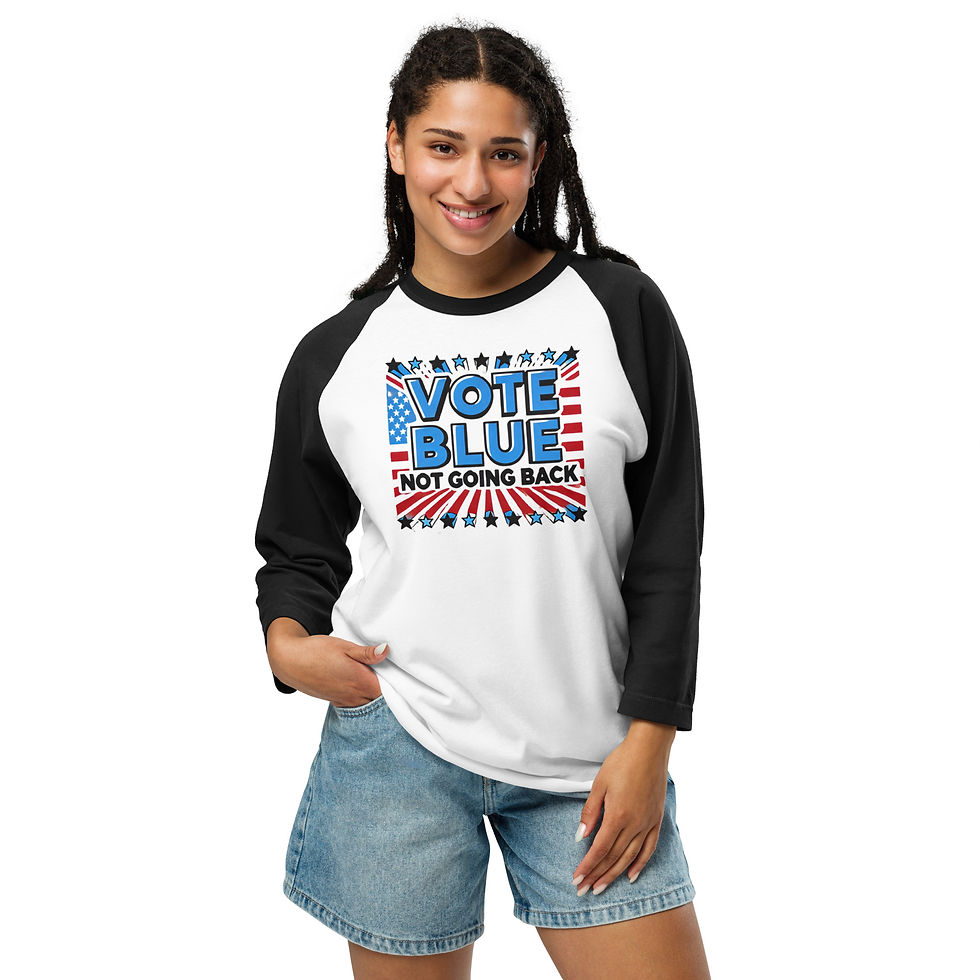 Thumbnail: Patriotic "Vote Blue - 3/4 sleeve raglan shirt