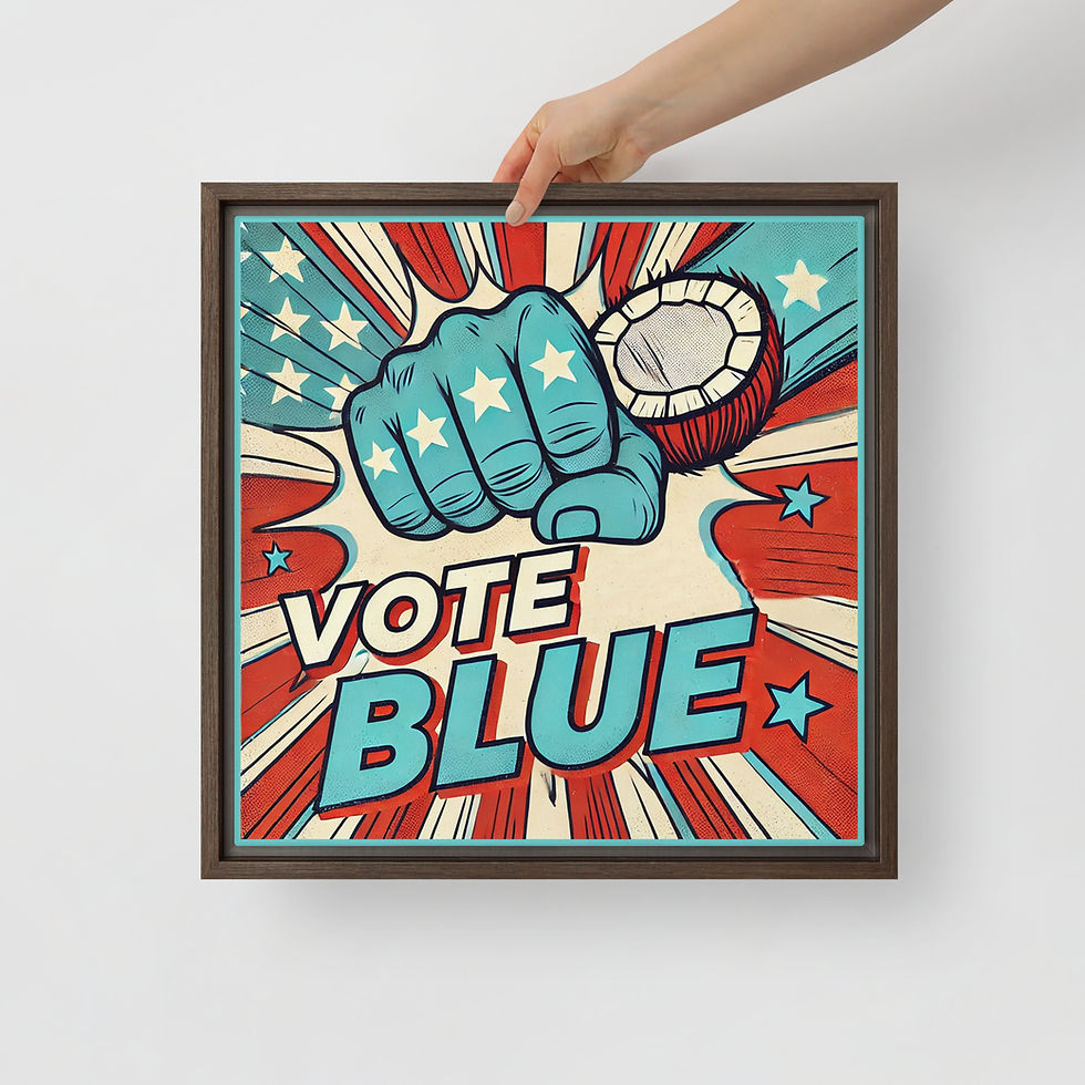Thumbnail: Vote Blue fist - Framed canvas wall art