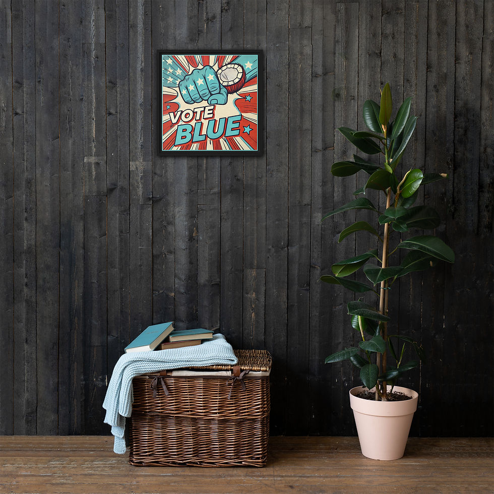 Thumbnail: Vote Blue fist - Framed canvas wall art