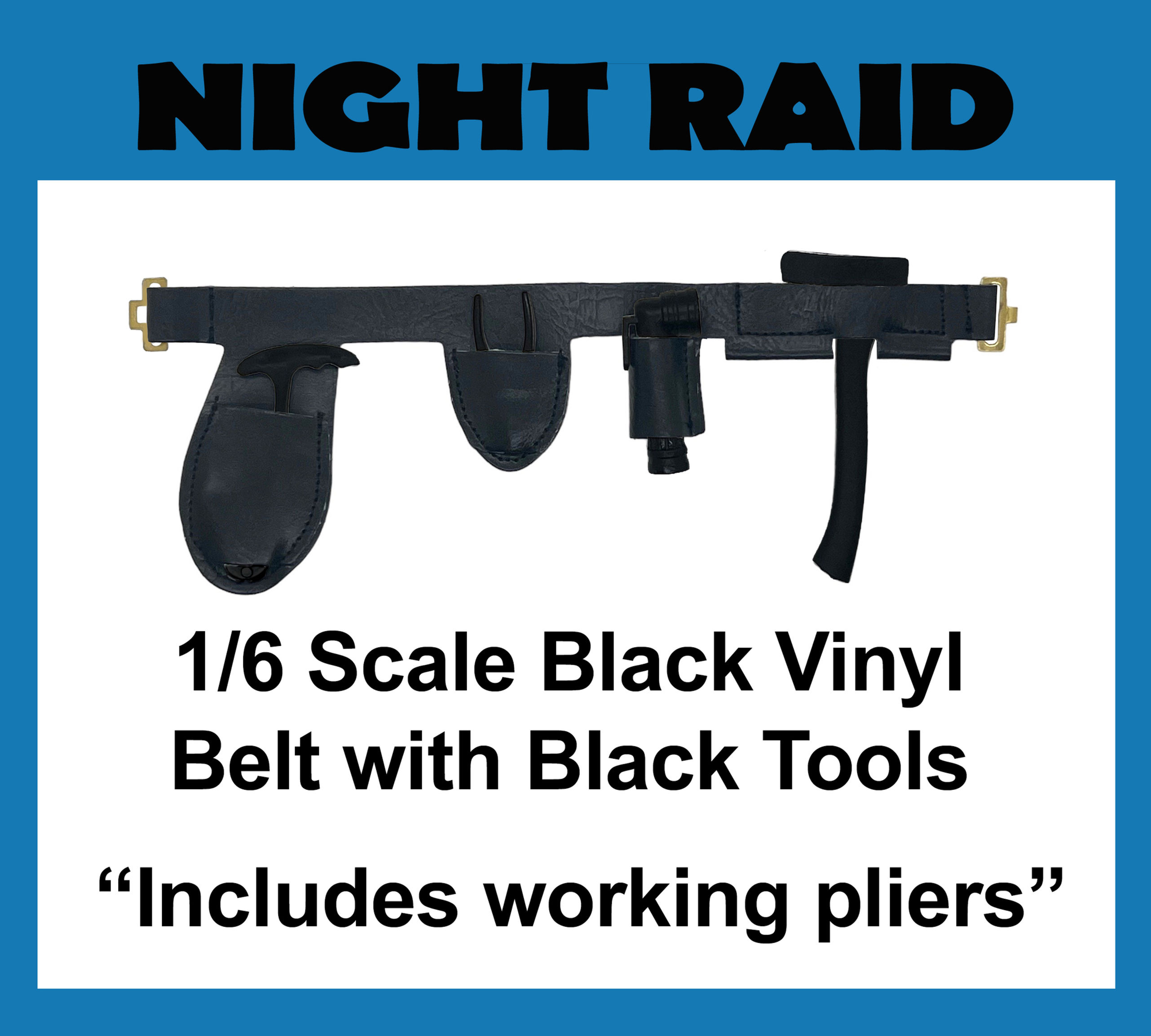 1/6 Scale “Combat Man” (Black) vinyl belt with (Black) tools “Night Raid”