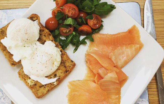 Salmon and poached eggs
