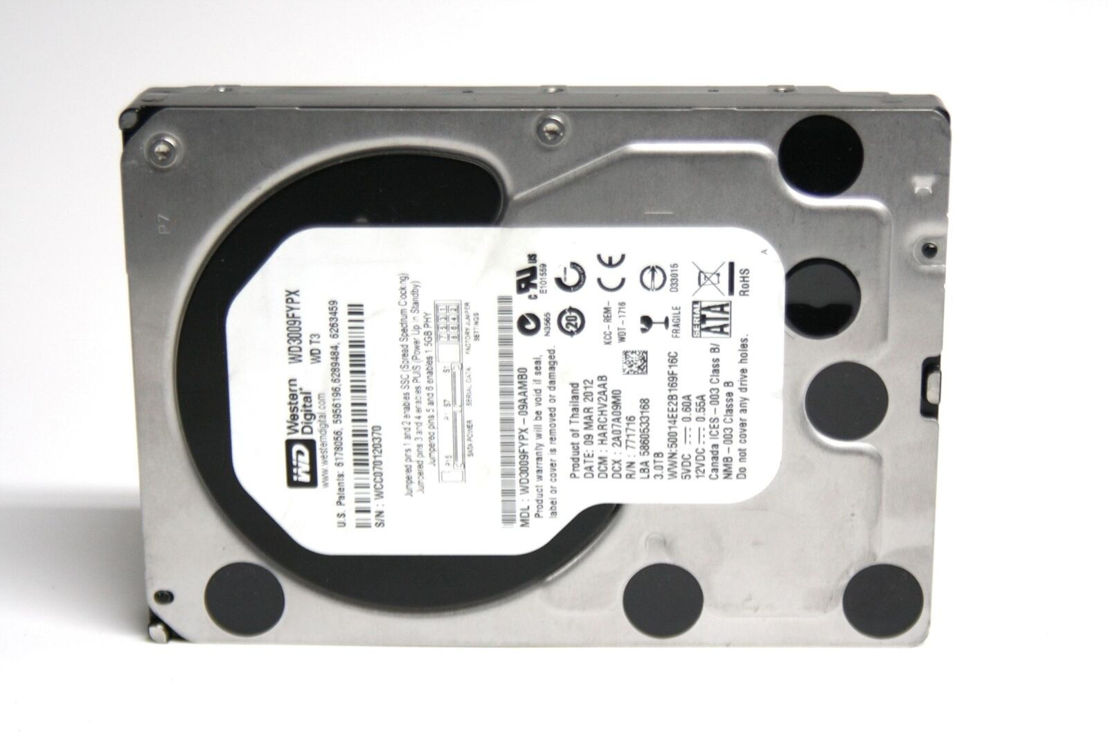 Western Digital WD3009FYPX 3TB SATA Hard Drive 7200RPM ***SMART TEST FAIL***