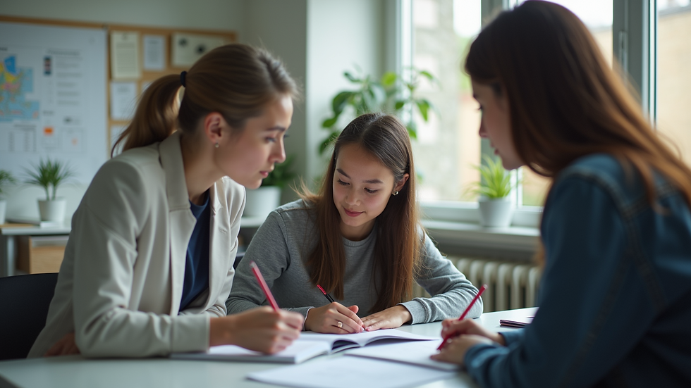 Eye-level view of a student engaged in a tutoring session with a tutor