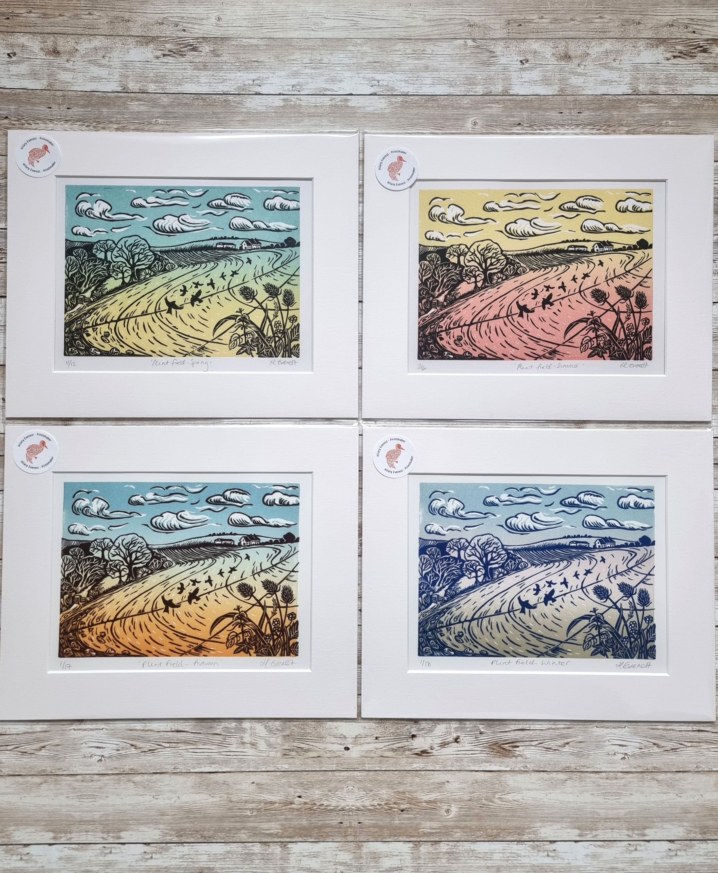 Flint Field original linocut print