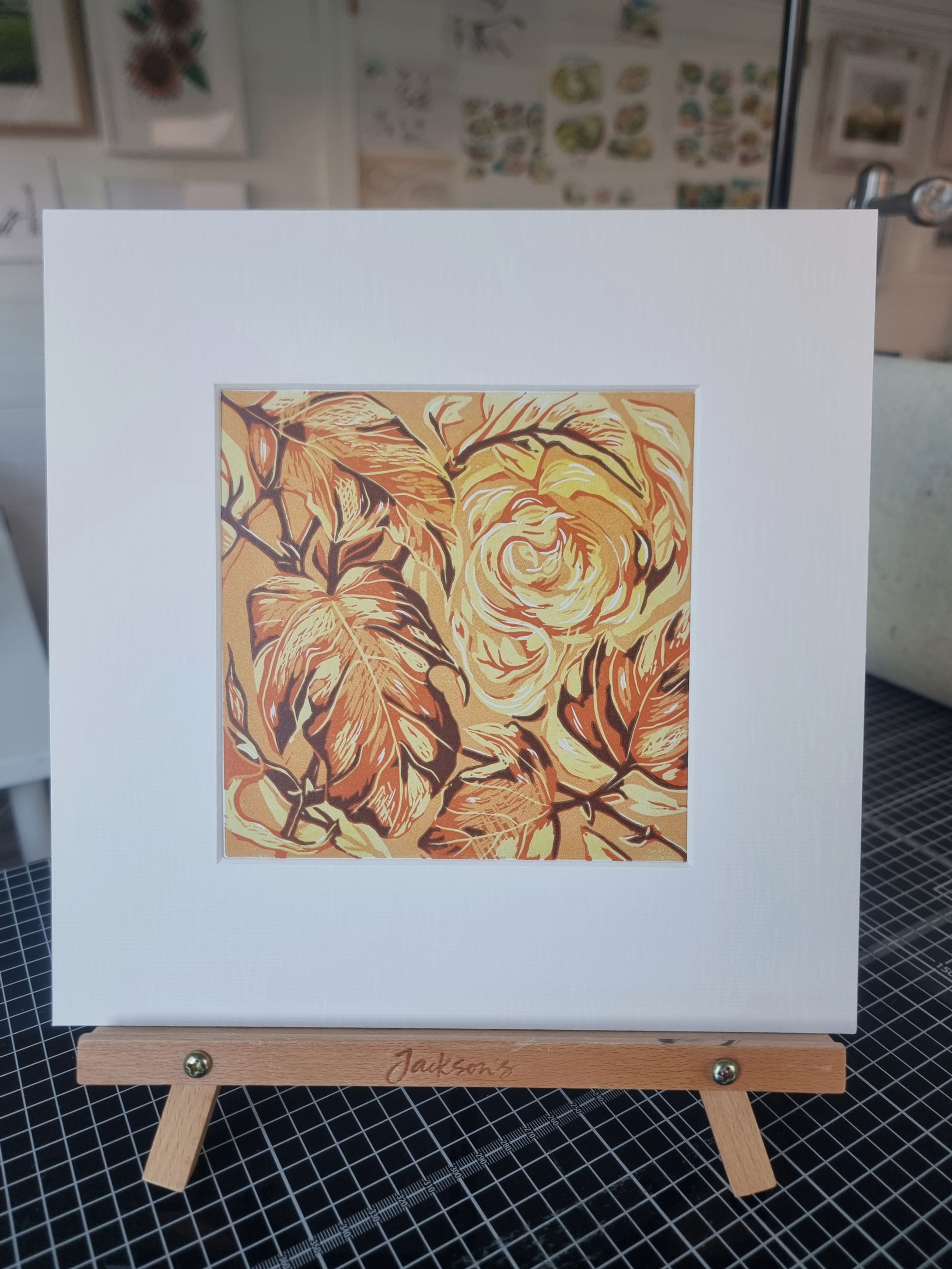 Autumn Guelder original linocut print