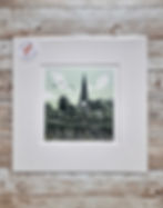 All Hallows original linocut print  mounted