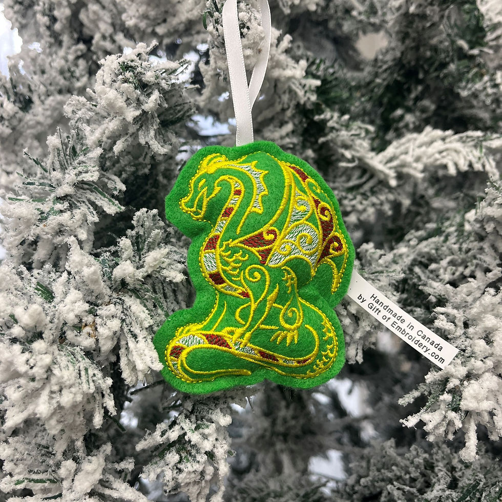 gift of embroidery personalized stuffed tree ornament dragon Chinese new year