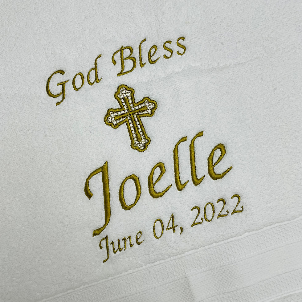 Thumbnail: baptism towel Christening personalized religious keepsake gift of embroidery