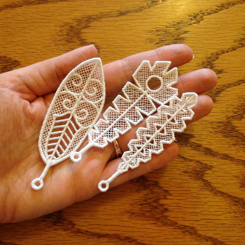 Thumbnail: gift of embroidery lace embroidered feathers set of 6 crafter supplies