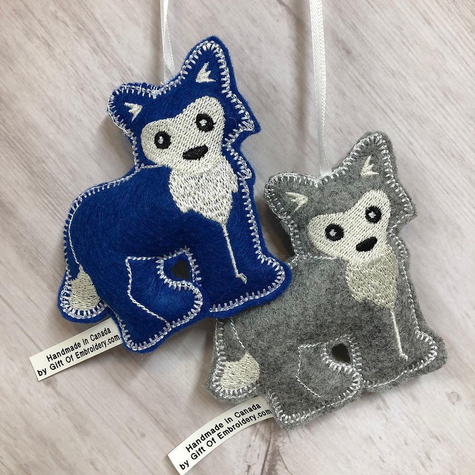 Thumbnail: gift of embroidery stuffed wolf felt ornament home decor Christmas tree