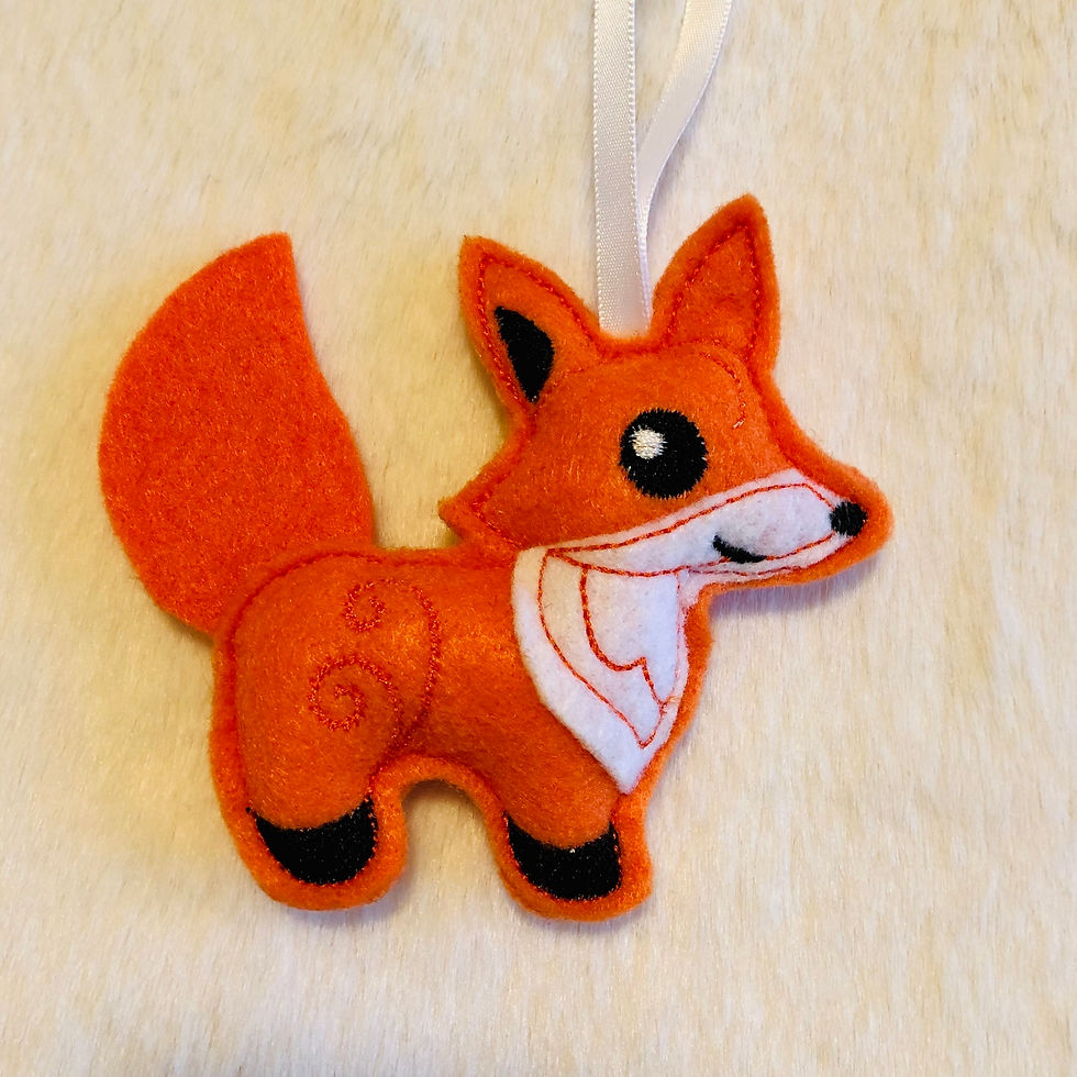 Thumbnail: gift of embroidery stuffed fox Christmas tree ornament