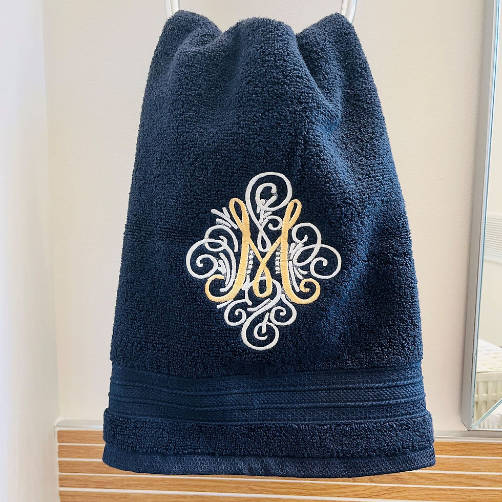 Thumbnail: monogrammed towels custom personalized gift of embroidery wedding anniversary housewarming present Christmas gift