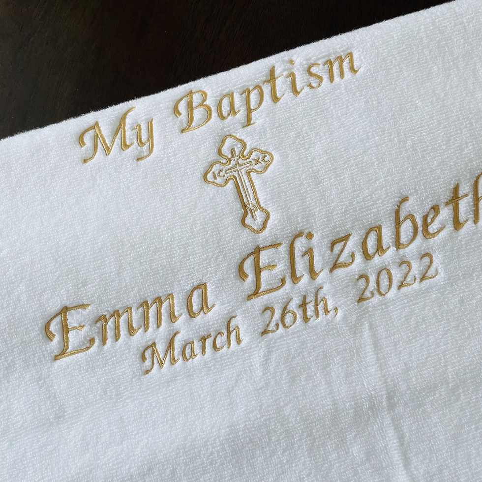 Thumbnail: gift of embroidery St Olga cross baptism Christening personalized towel keepsake