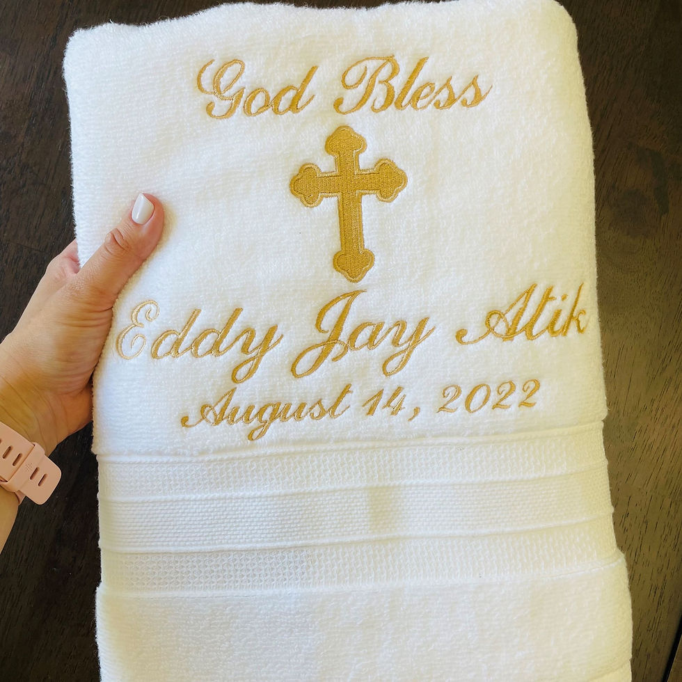 Thumbnail: baptism towel Christening personalized towel religious gift of embroidery