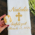 baptism embroidered towel gold angel soap Christening religious gift of embroidery