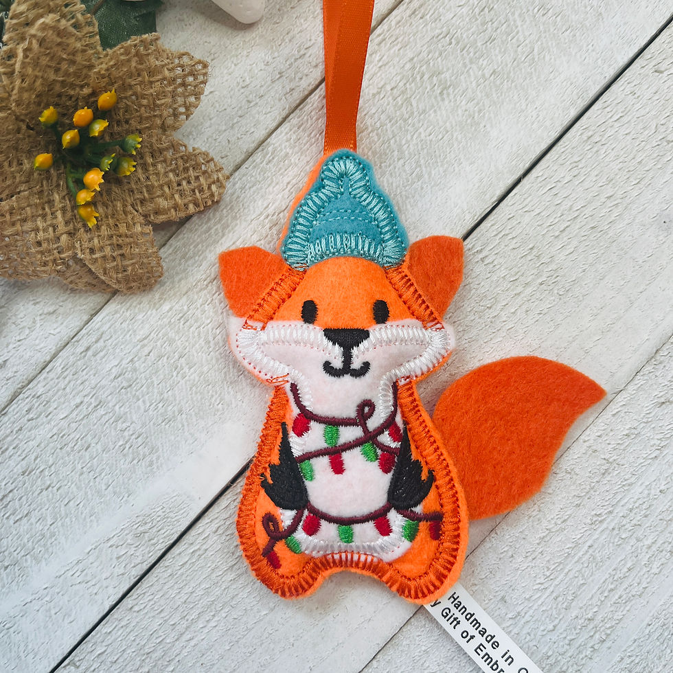gift of embroidery stuffed tree ornament winter fox personalized gift