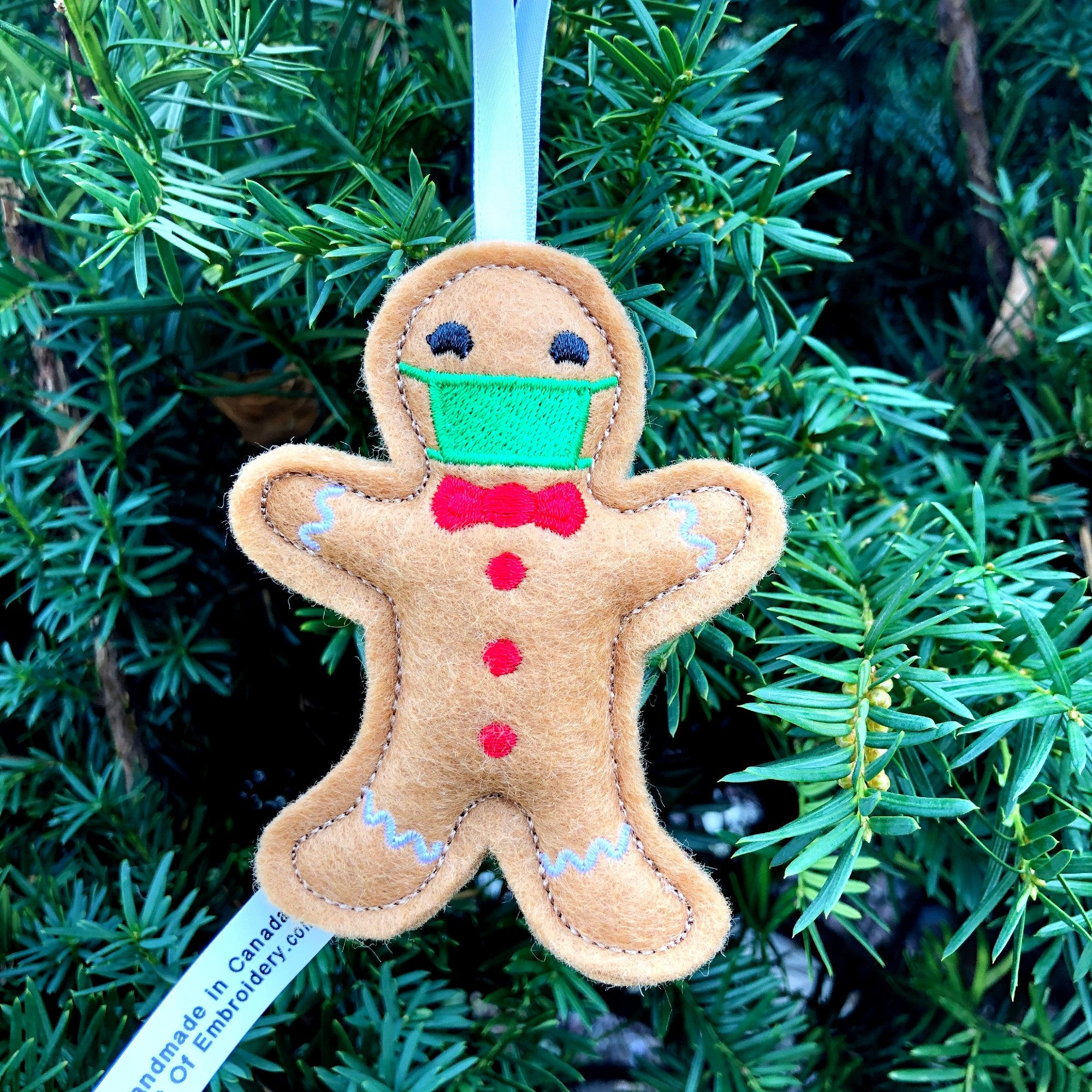 gift of embroidery gingerbread man ornament mask 2020 keepsake