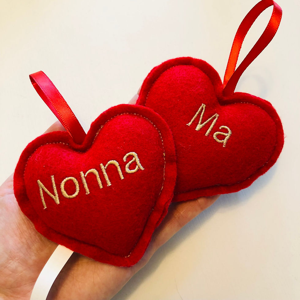 Thumbnail: stuffed heart valentines day Christmas personalized gift of embroidery