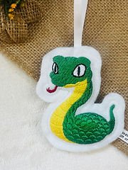 snake holiday ornament Chinese lunar year symbol personalized gift of embroidery