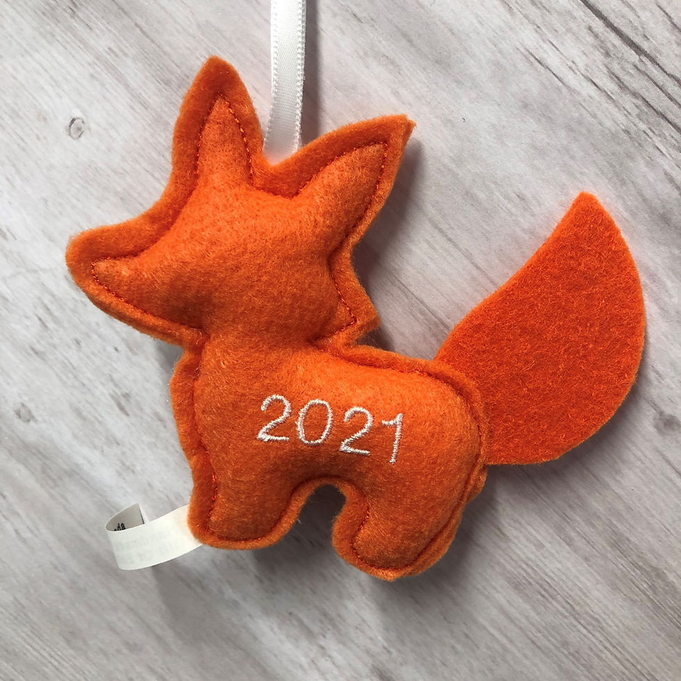 Thumbnail: gift of embroidery felt fox stuffed keychain keyfob personalized