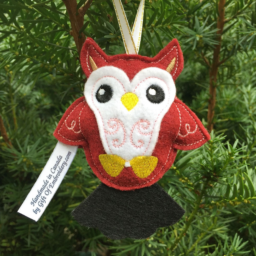 gift of embroidery owl stuffie xmas tree ornament