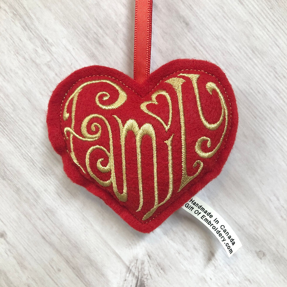 Thumbnail: stuffed heart valentines day Christmas personalized family gift of embroidery