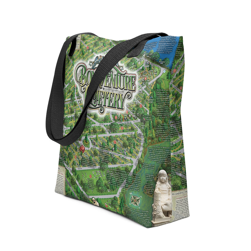 Thumbnail: Bonaventure Cemetery Map Tote Bag