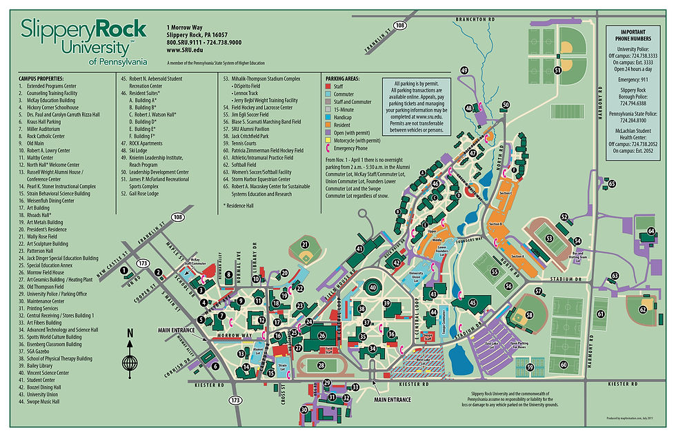 Slippery Rock U 2D Map