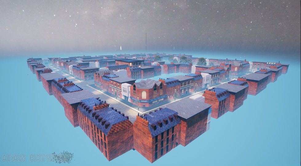 Buildings Added to Scene - No Post Processing Layer