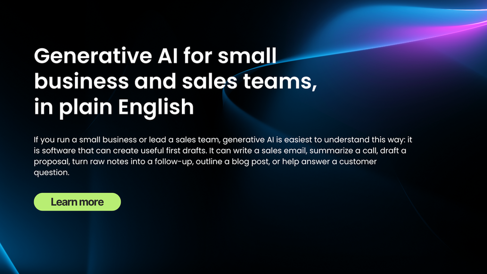Generative AI for small business and sales teams, in plain English