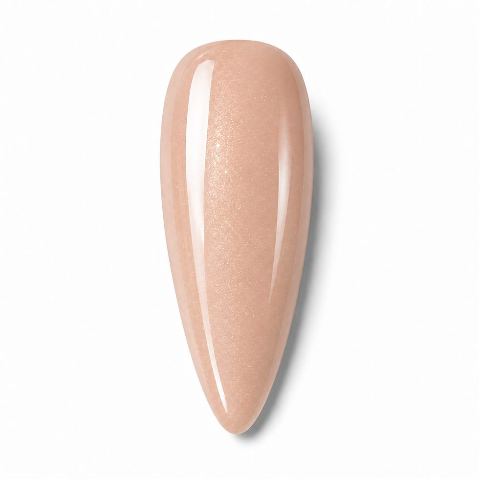 Peach Sugar nail polish swatch. Nude shade with gold shimmer.