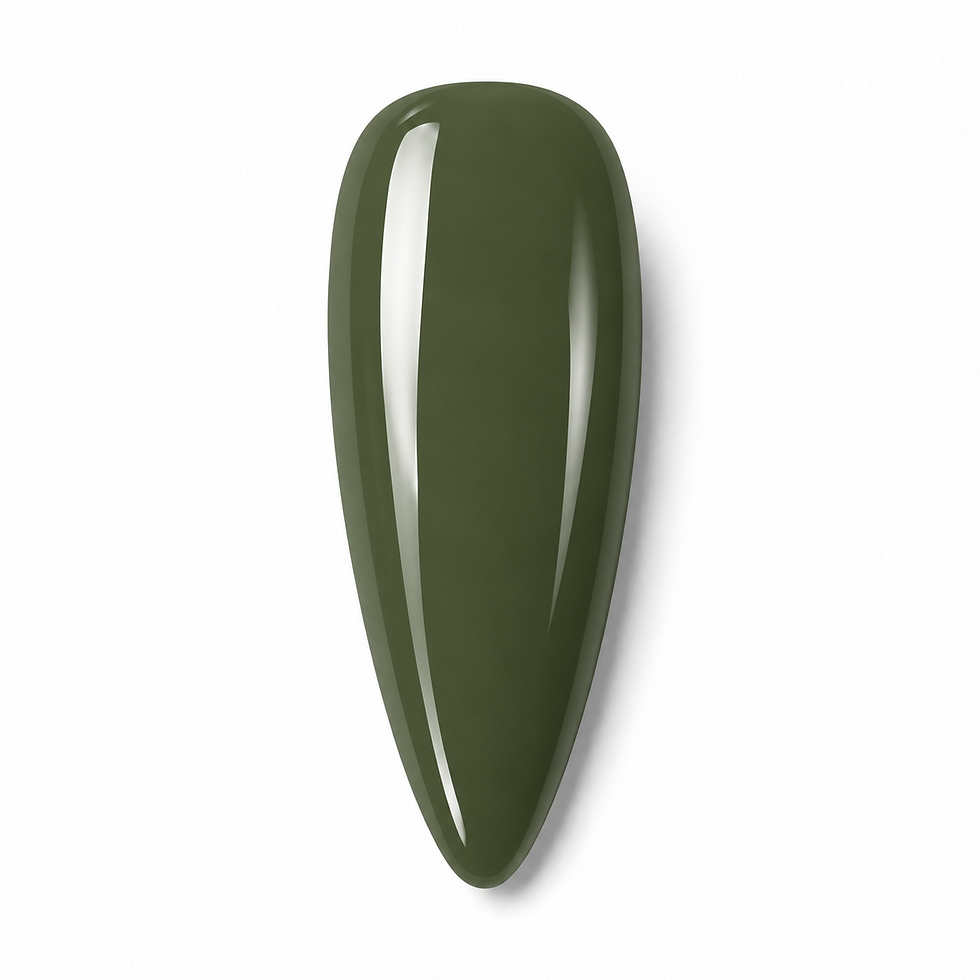 Glossy olive green nail polish swatch