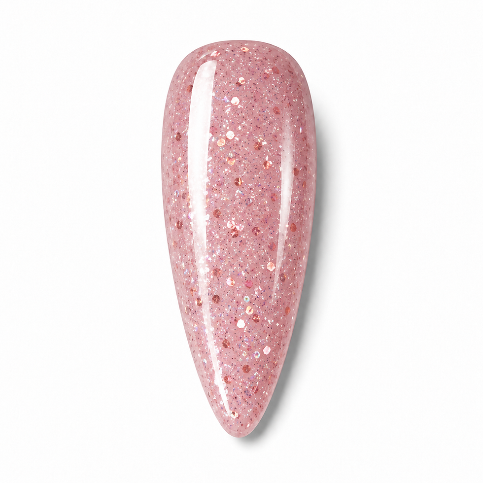 That Girl a sparkly pink almond-shaped nail polish swatch f