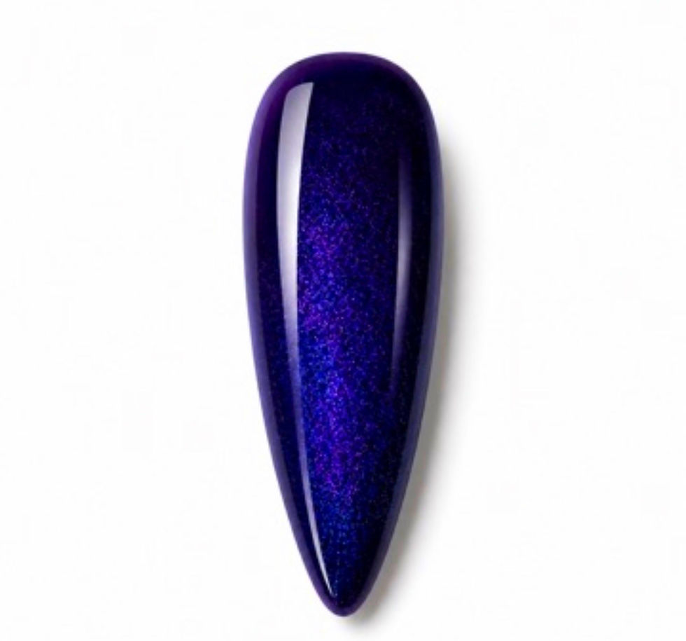 Obsession. A deep purple shimmer nail polish by Fifth and Sage.