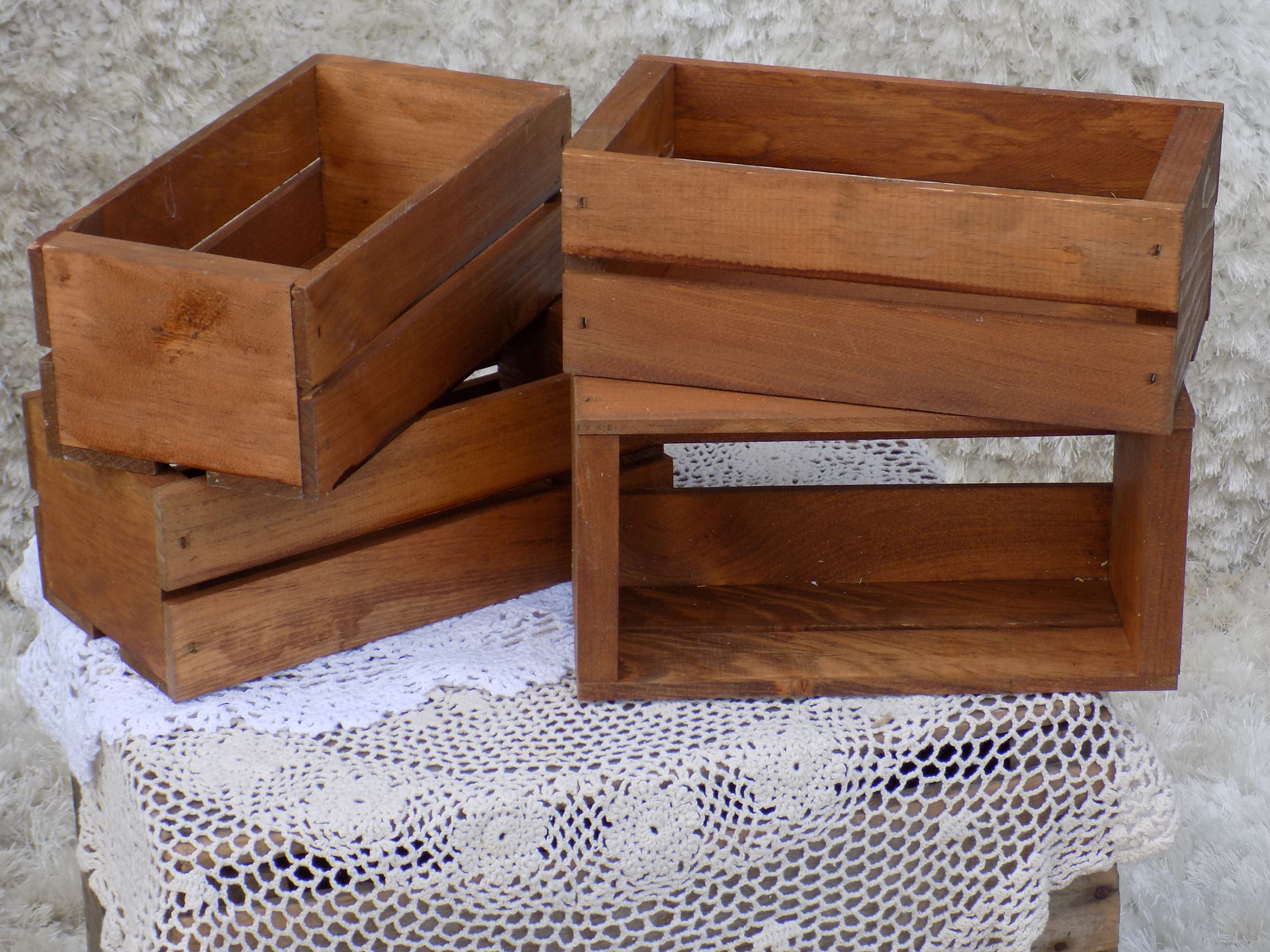 Stained wooden boxes