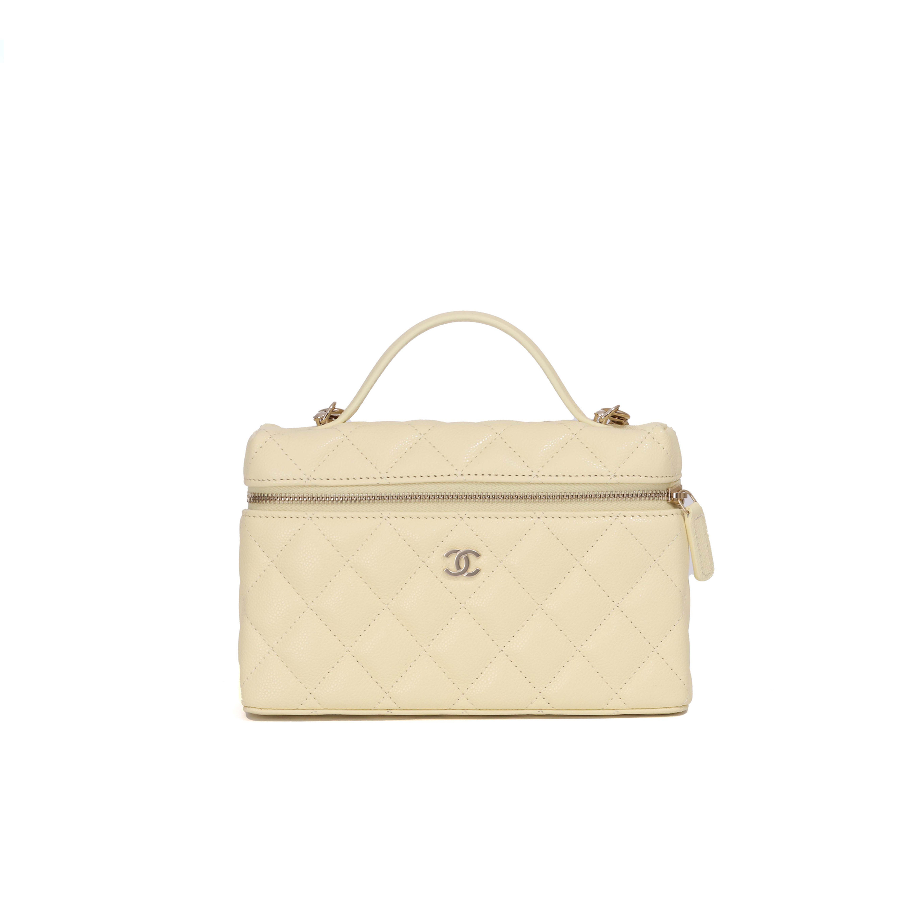 Chanel LP Vanity Case Light Yellow Caviar Gold