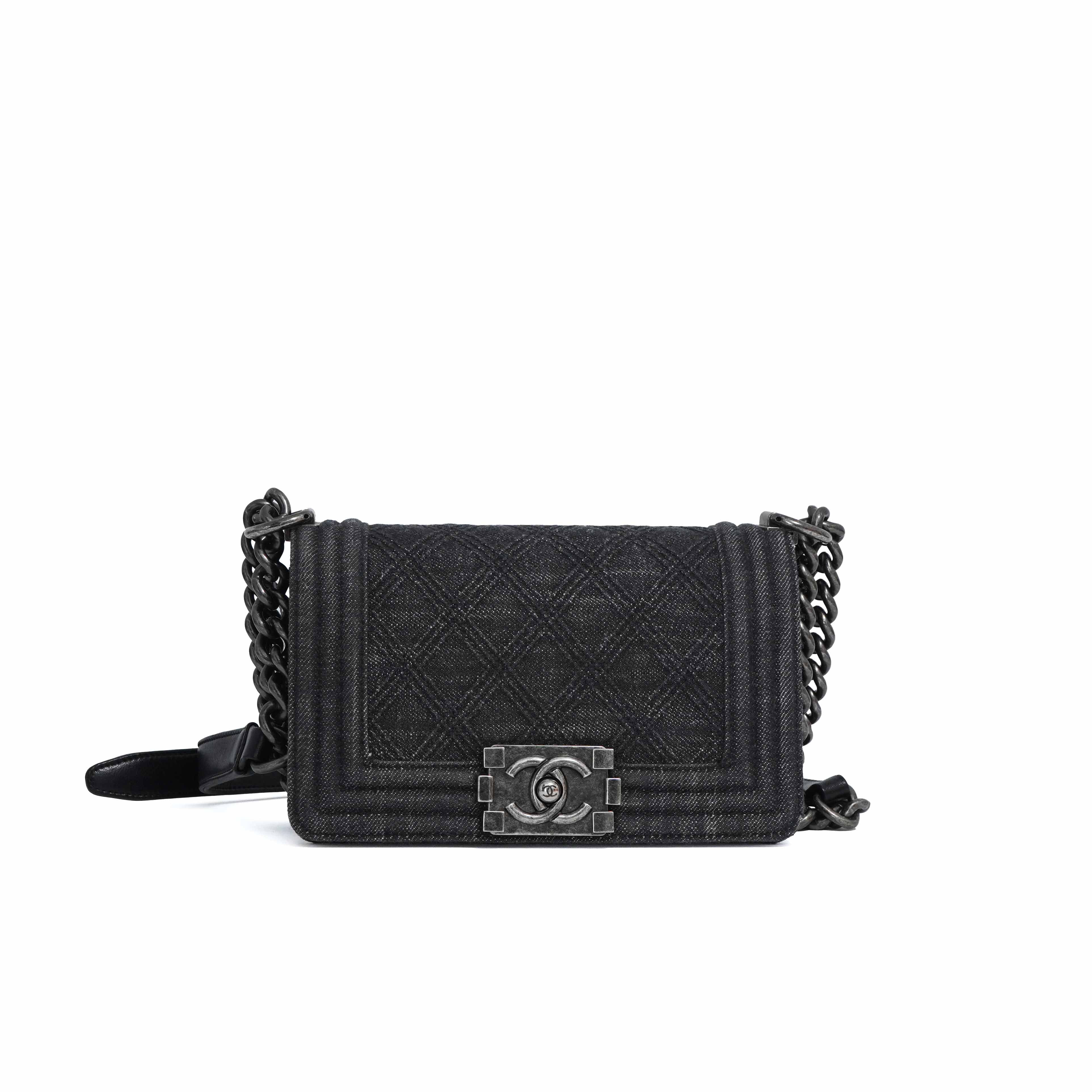 Chanel Leboy small Grey Denim PHW