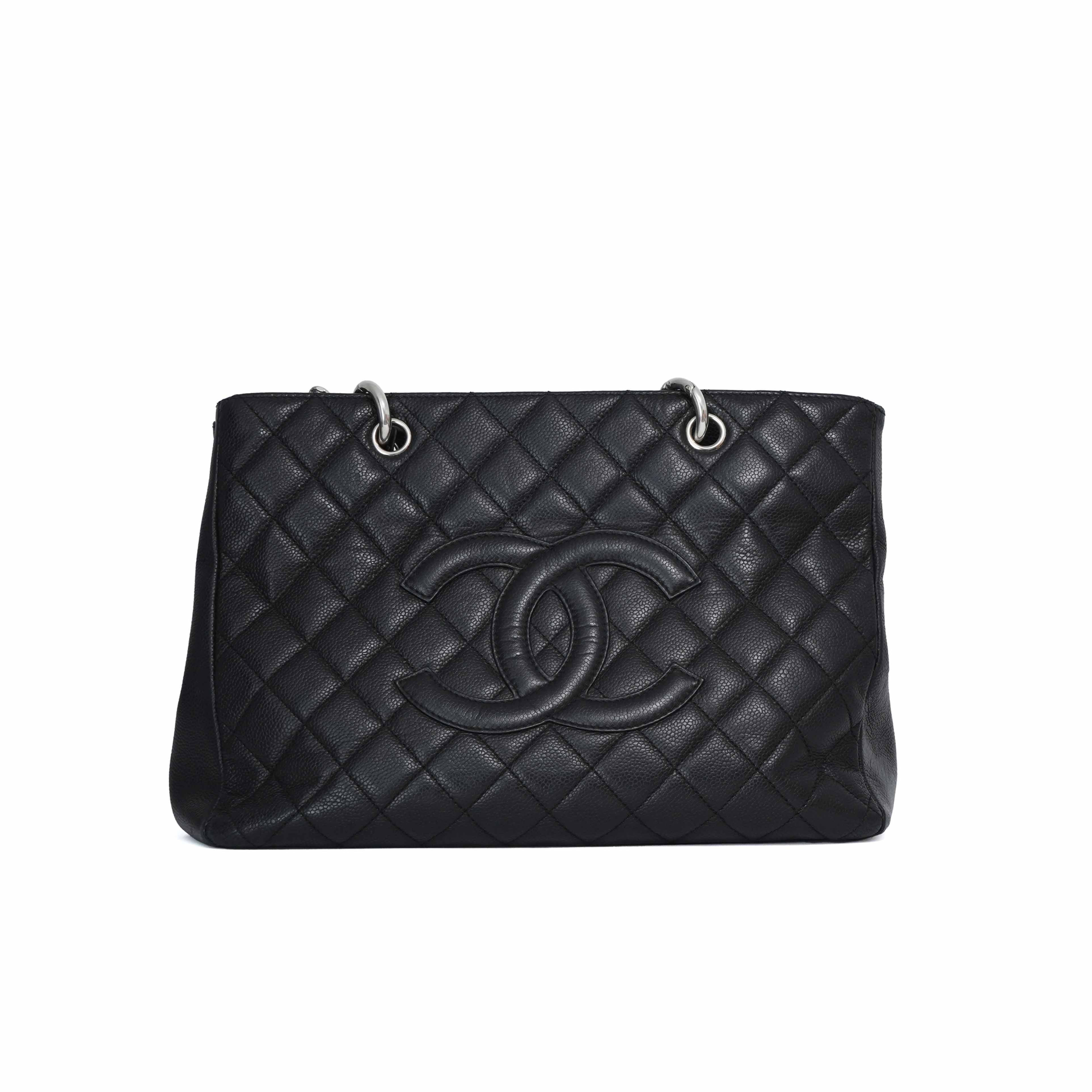 Chanel Grand Shopping Tote Bag Black PHW Grained Calfskin
