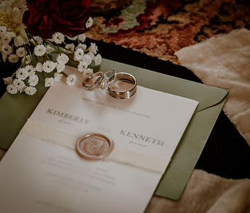 Love's Invitation: Rings Adorn a Wedding Invitation at Mather's Mill, Central Kentucky