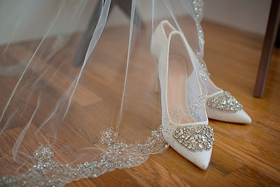 Subtle Elegance: Bride's Shoes and Veil Resting in The Farmhouse, Mather's Mill