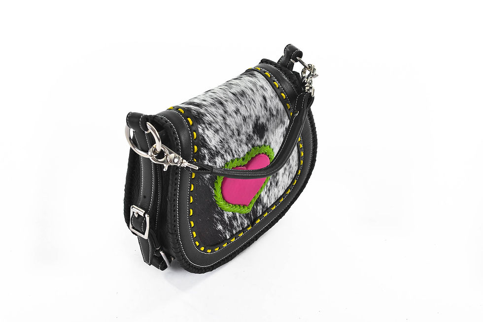 Thumbnail: Black and Pink Leather Crossbody Bag