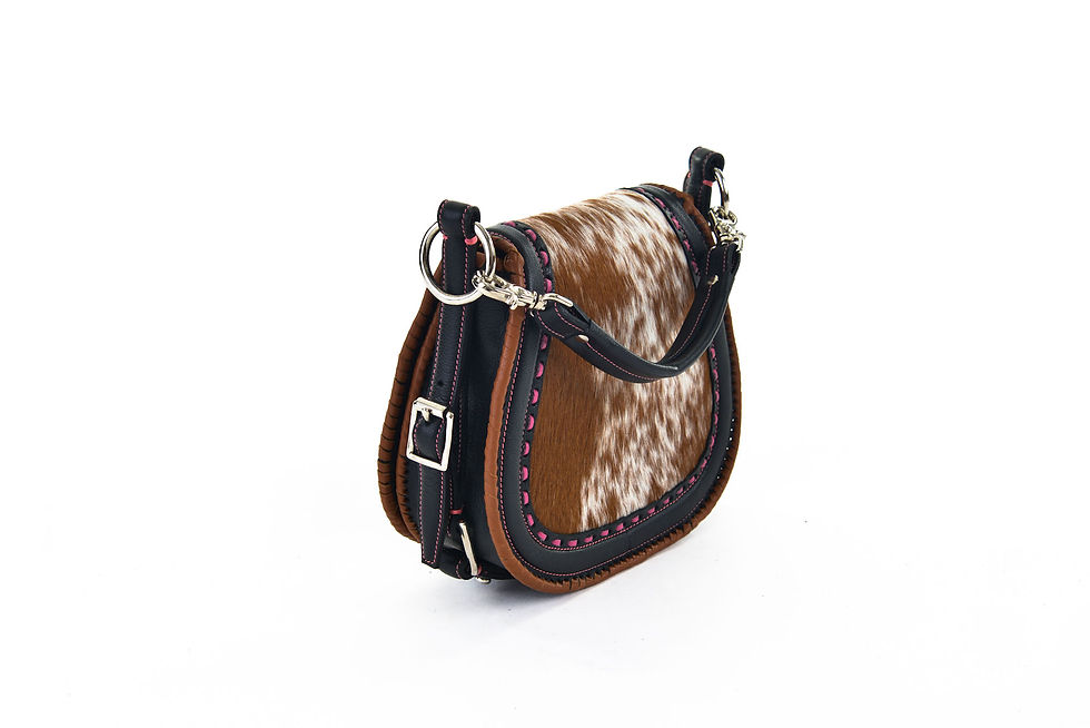 Thumbnail: Black Leather and Brown Cowhide Crossbody Bag