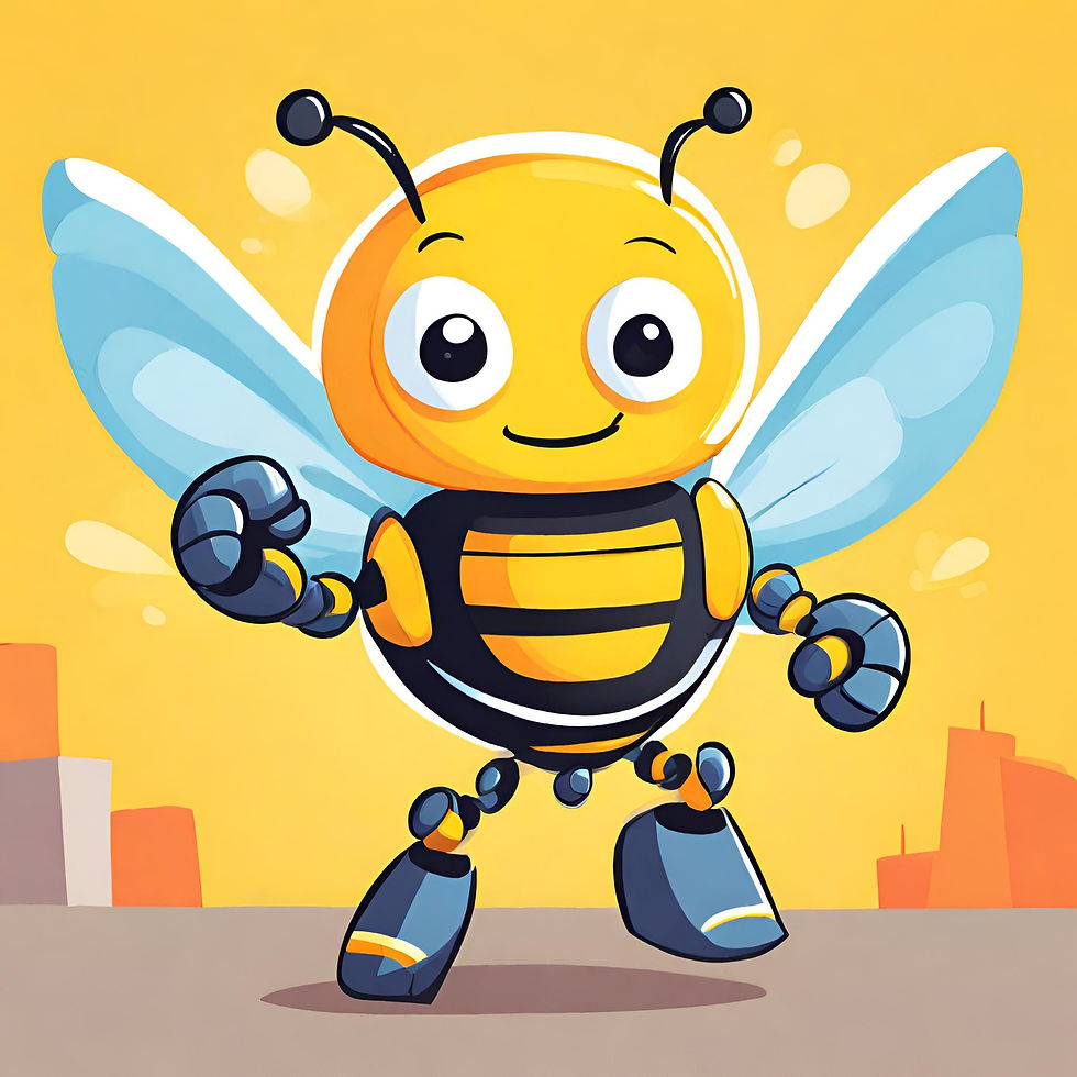 A happy and enthusiastic busy bee