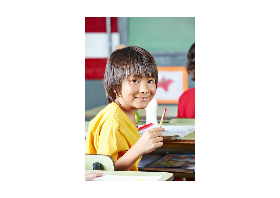A young Japanese boy enjoying an English lesson