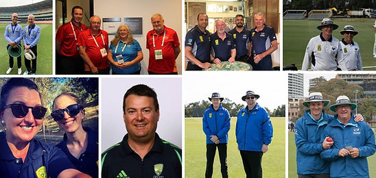 A selection of cricket umpires and scorers