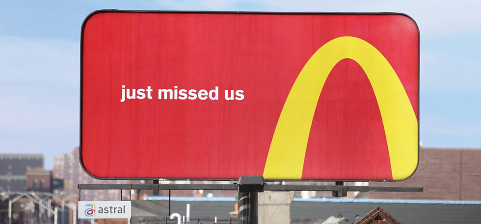 McDonalds OOH campaign billboard that utilises brand codes or Distinctive Brand Assets